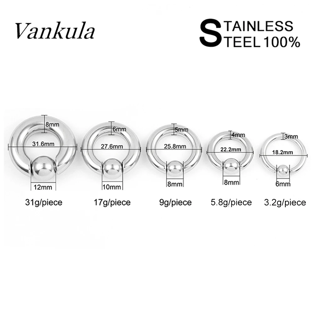 Vankula 2pcs Ear Plug Tunnels 316L Stainless Steel Piercing Captive Hoop Ear Gauges Weights for Flesh Piercing  Body Jewelry