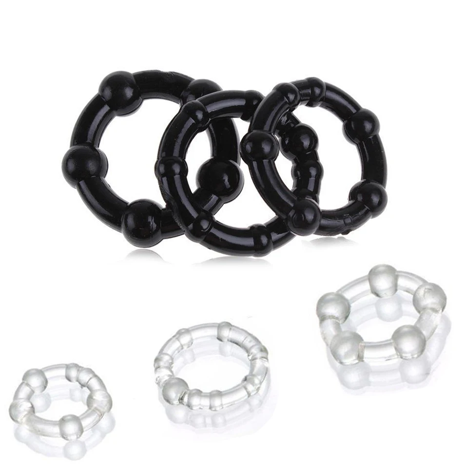 3PCS Silicone Penis Rings Delaying Ejaculation Semen Cock Rings Beaded Lock Ejaculation Constriction Donuts Sex Rings For Men