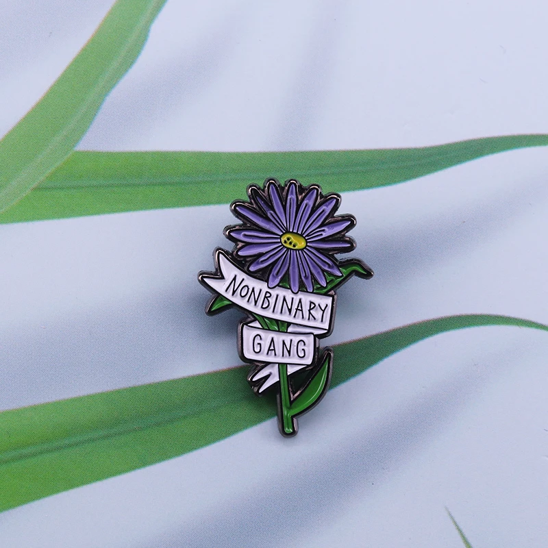 Not all gangs are girl gangs badge genderqueer flower Enamel Pin  Illustration Drawing Nature Lapel Pin