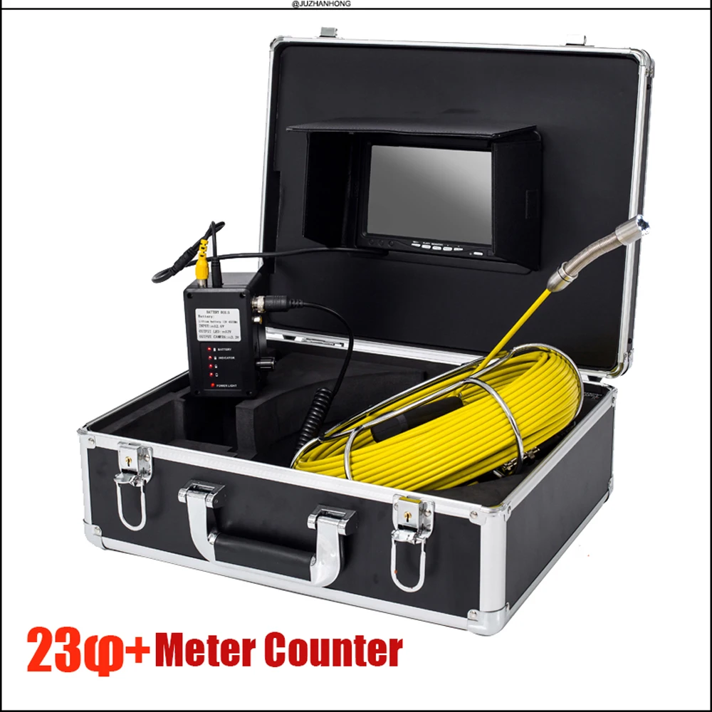 

New 23mm Pipe Drain Sewer Inspection Camera System Video Detection Camera Battery 7'Screen Meter Counter