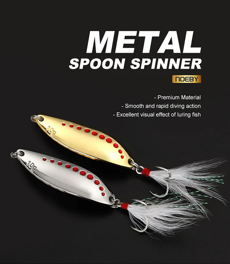 NOEBY 10g 15g 20g Eisfischköder Metall Spinner Löffel Harter Köder mit Drillingshaken für Forelle Hecht Spinner für Winterfischköder – Detail 1