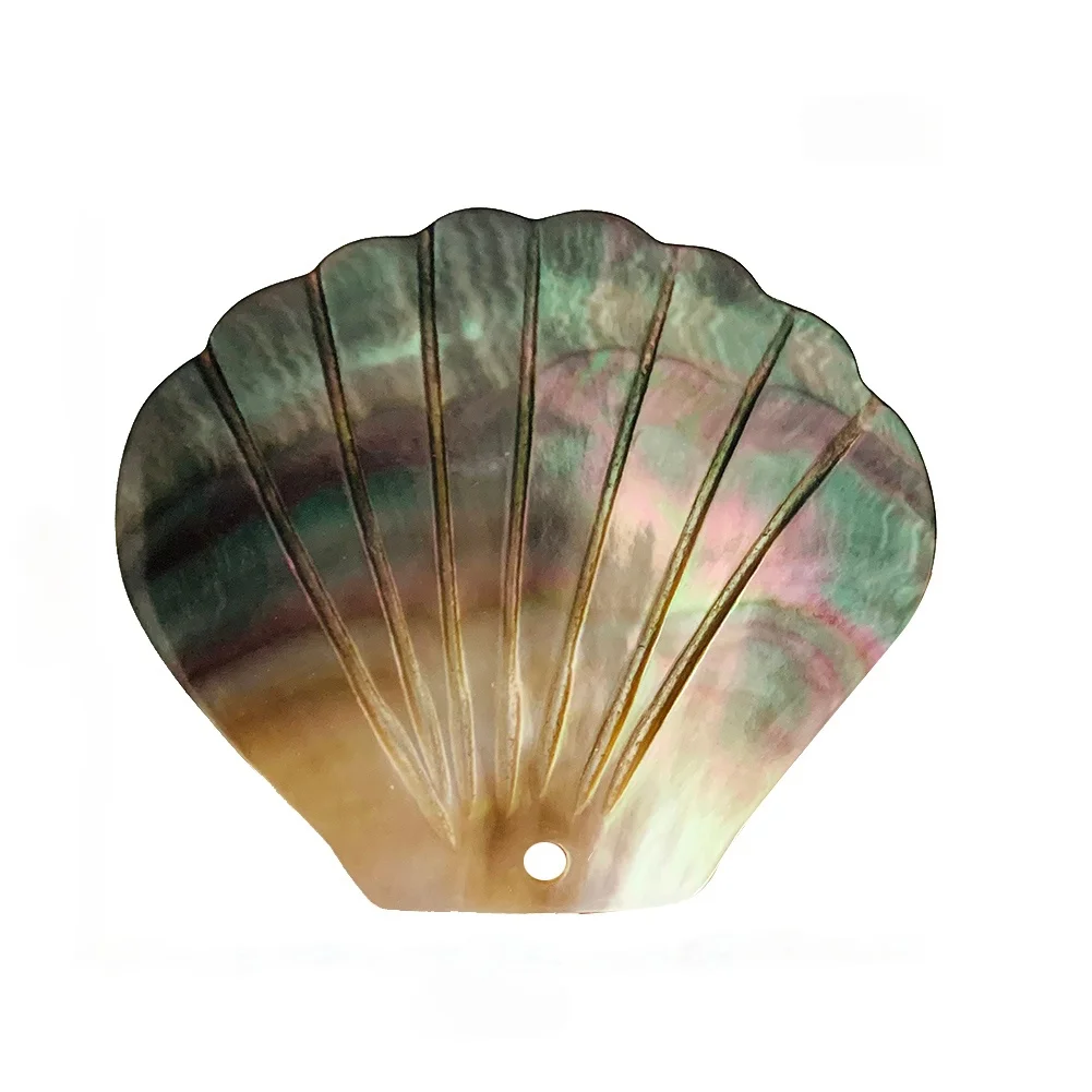 Natural Shell Encantos Pingente, Setor Exquisite, Vieira Escultura, Seashell para Fazer Jóias DIY, Encontrar Acessórios, Colar, 2Pcs