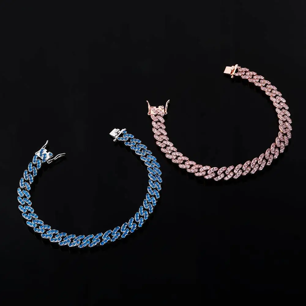 TOPGRILLZ New 8mm Fashion Miami Cuban Bracelet Full Iced Out Cubic Zirconia Bracelet Hip Hop Rapper Jewelry Ladies Bracelet Gift