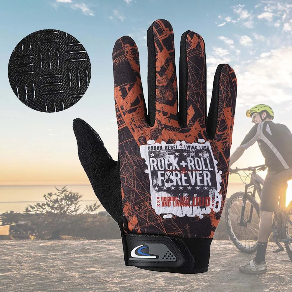 1 Pair Cycling Gloves Full Finger Shockproof Bike Touchscreen Unisex Hiking Ridding Gloves FOU99