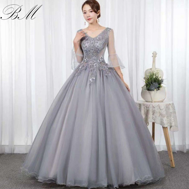 2021 Stock V Neck Ball Gown Quinceanera Dresses Burgundy Tulle Long Sweet 16 Gown Pageant For Women Vestidos De 15 Anos