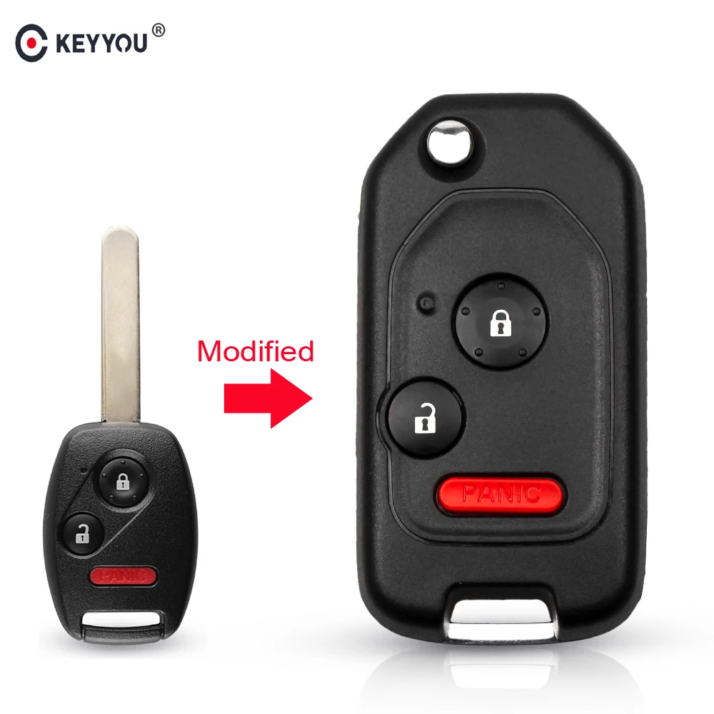 KEYYOU-carcasa para llave de coche, mando a distancia modificado con tapa de 2/3/4 botones para Honda Accord Civic 2006-2011 CRV 2018 Pilot fit con