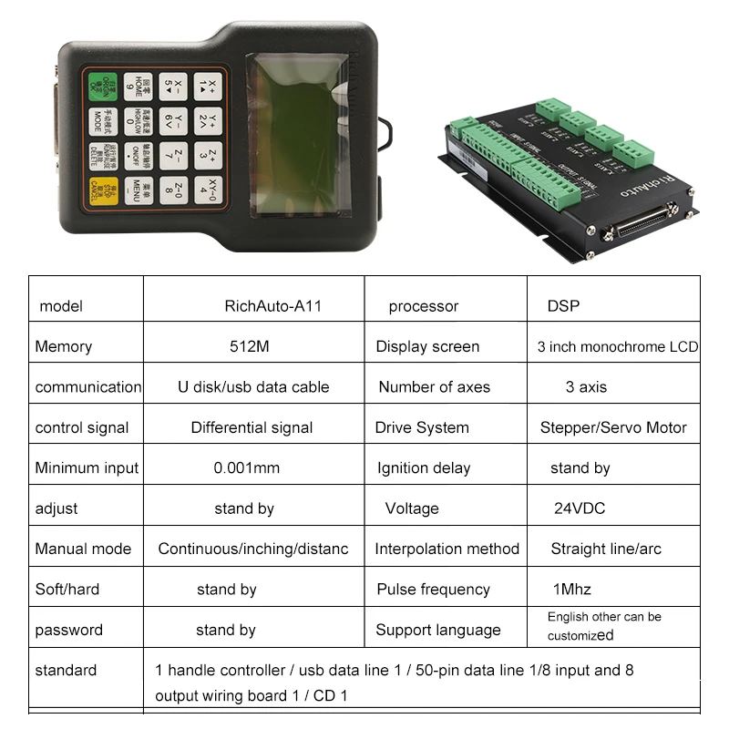 Richauto DSP A11 CNC Controller 3 Axis Motion Remote Control Handle Remote Control For CNC Router Engraving And Cutting