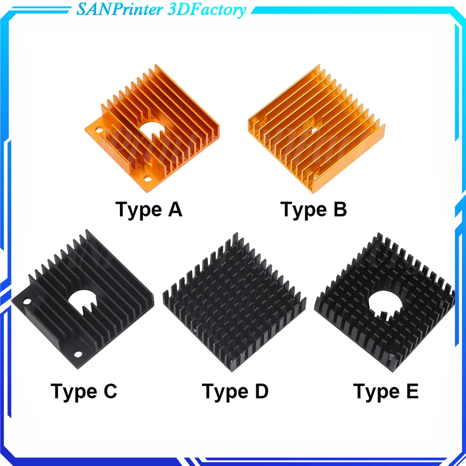 

3D Printer Aluminum Motor Heatsink Black Gold Radiator 40 x 40 x 10mm for 42 stepper motor MK7/MK8 Extruder Heat Sink