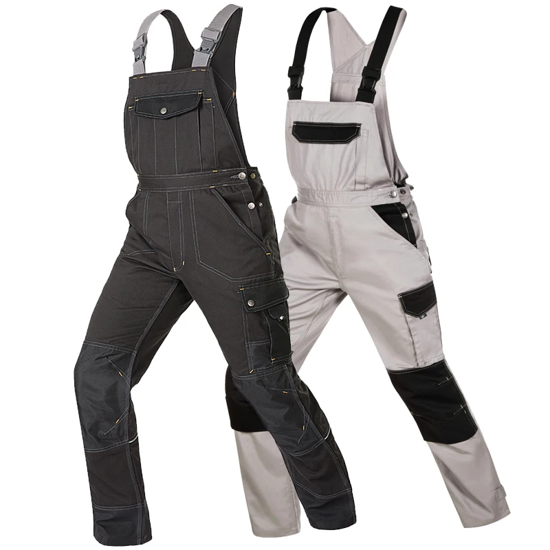 Heavy Duty Work Bib and Brace Overalls with Knee Pads Pocket  dark blue work wear Craftsman Bib Brace Overall