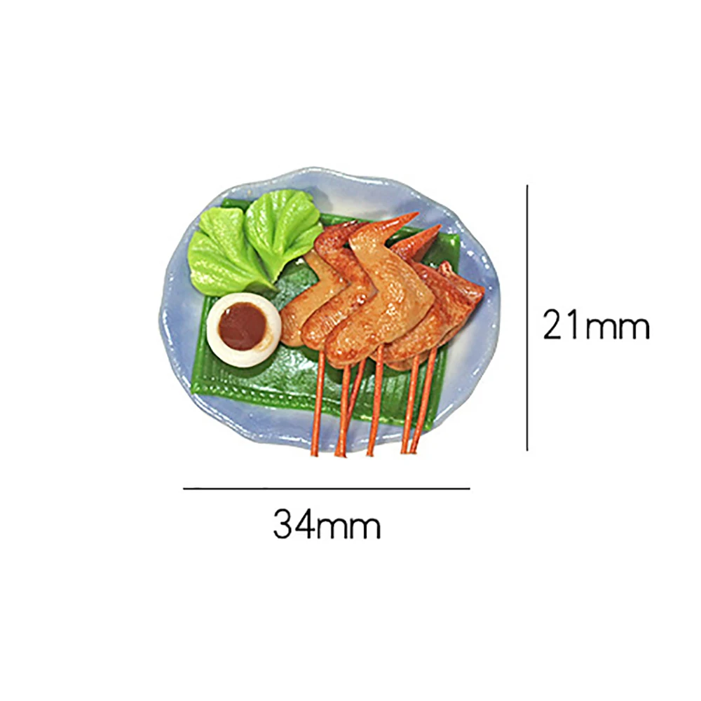 1/12 Dollhouse Miniature Accessories Mini Oval Barbecue Food Plate Simulation Food Tray Model Toys for Doll House Decoration