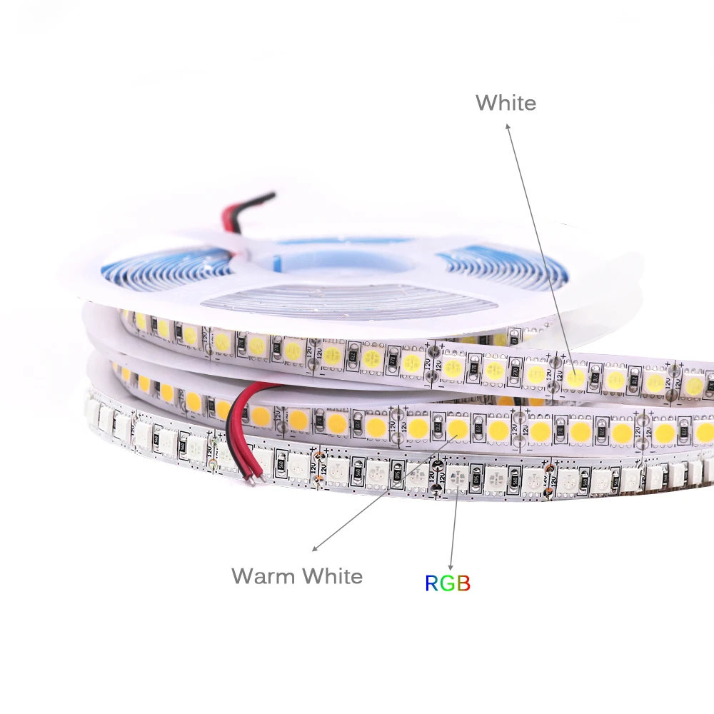 Taśma LED DC 12V 5050 CCT RGB biały ciepły biały 120 leds/m elastyczna taśma oświetleniowa LED 600LEDs 5 m/partia Home Decoration jasne oświetlenie