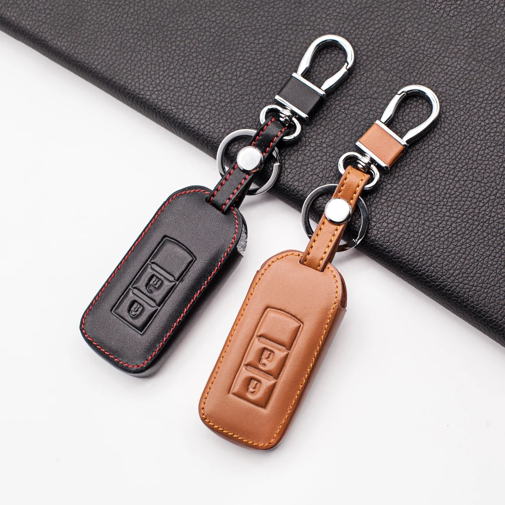 2020 Fashion Leather Key Case For Mitsubishi L200 ASX Outlander Eclipse Cross Pajero Sport Lancer 2 Buttons Remote key Fob Cover