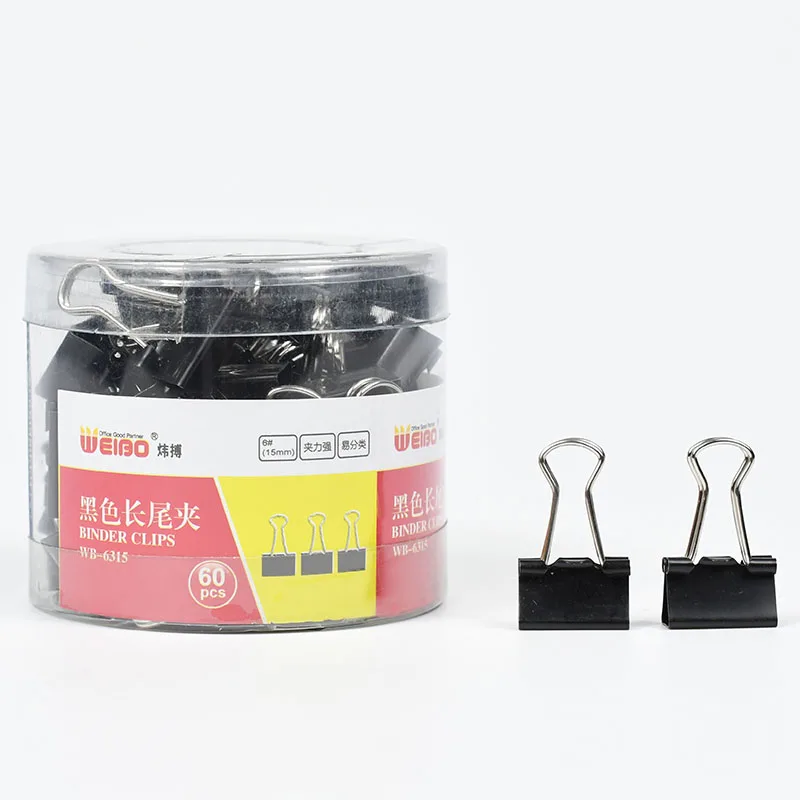 

6315Metal Binder Clips Black Clips 60Pcs Home Office Books File Paper Clip Food Clips Strong clamping force Easy classification