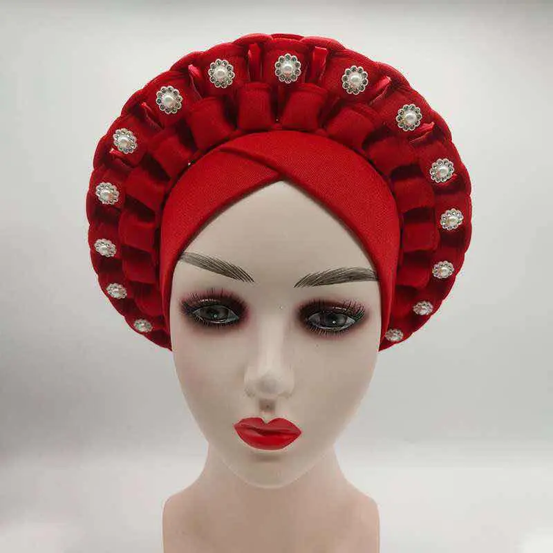 2022 fashion Auto gele for traditional wedding Ready to wear Nigerian Headtie Gele african turban head tie for women head wraps