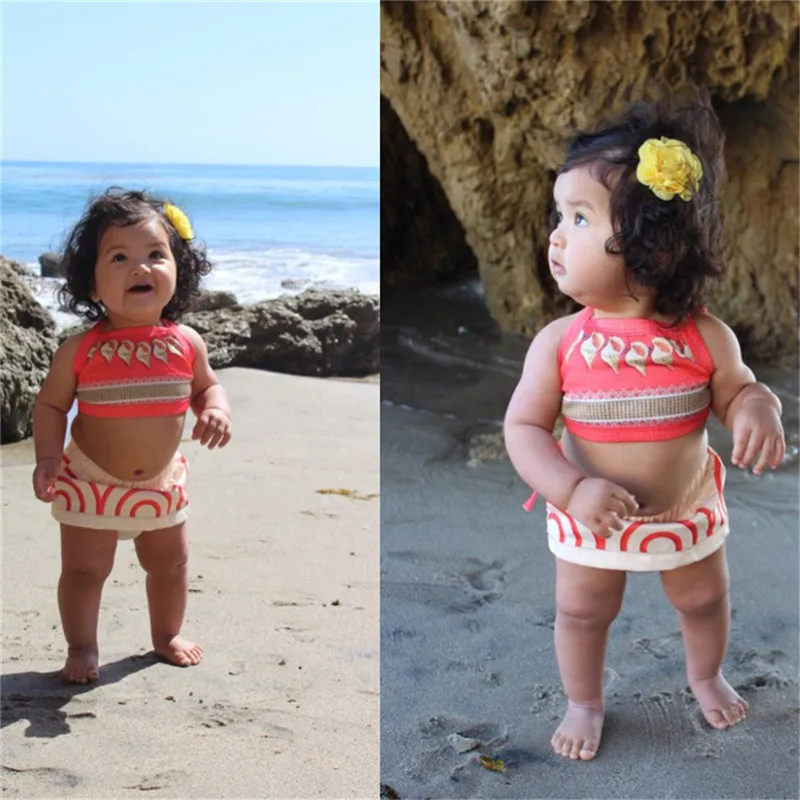 Princess Moana Cosplay Costume for kids Vaiana dress  Birthday Infant Backless Moana Dress 1-5 Years Kids Fancy Fairy Beachwear