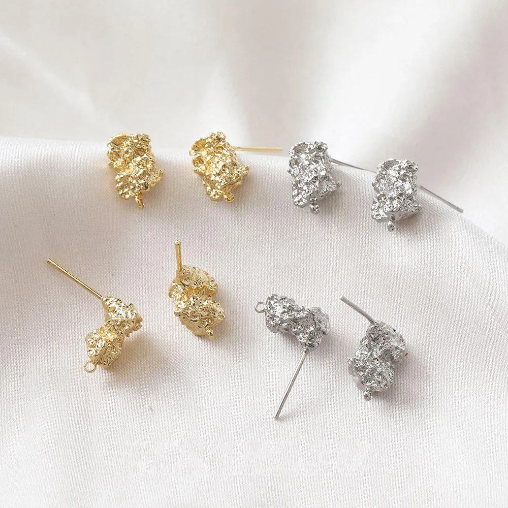 4pcs 14k Gold Plated Special Ear Studs Charms for Jewelry Making Supplies 925 Silver Needle DIY Earrings Copper Accessories