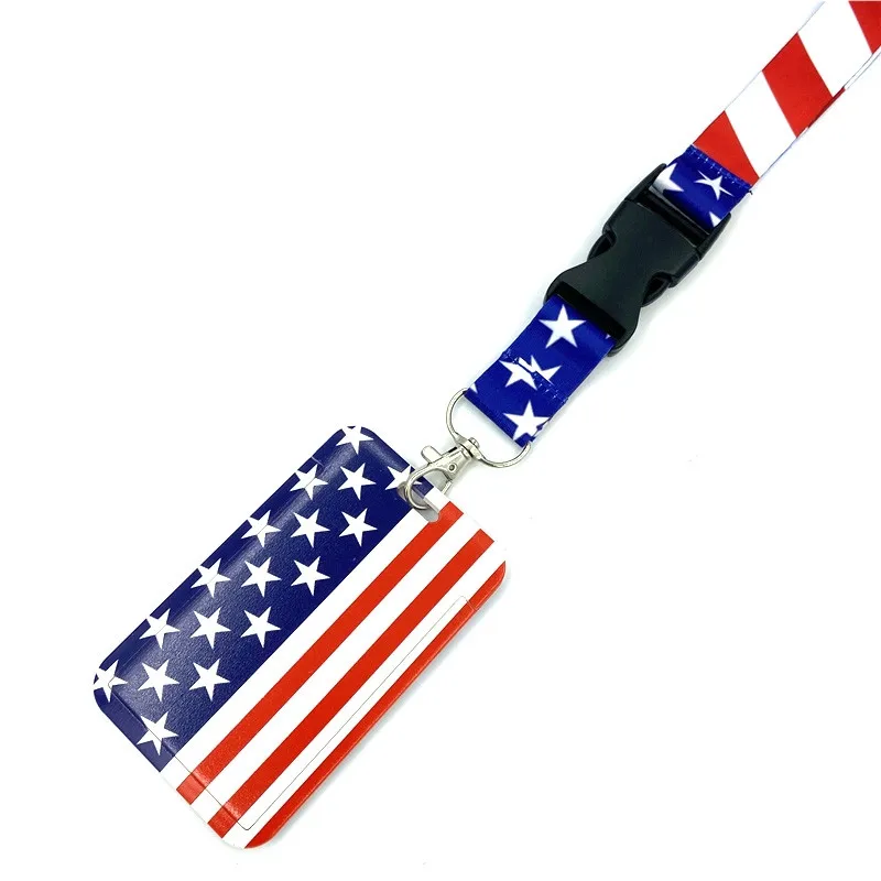 American Flag Printed Lanyard For Keys Camera Whistle Cool ID Badge Holder Neck Straps Hang Rope Mobile Phone Accessories Gifts