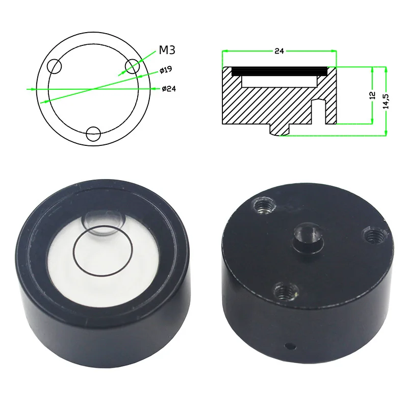 Metal Bulls Eye Spirit Level Bubble Mini Small Horizontal Bubble Black ColorSize 24x14.5mm