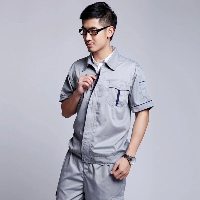 Summer Work Clothing Set Men Women Auto Repairmen Work Coverall Electric Factory Breathable Workshop Durable Mechanical Uniforms