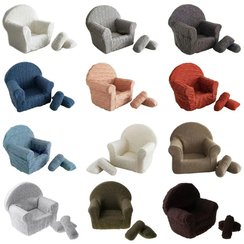 2024 New 3 Pcs/set Newborn Baby Posing Mini Sofa Arm Chair Pillow Infant Photography Prop