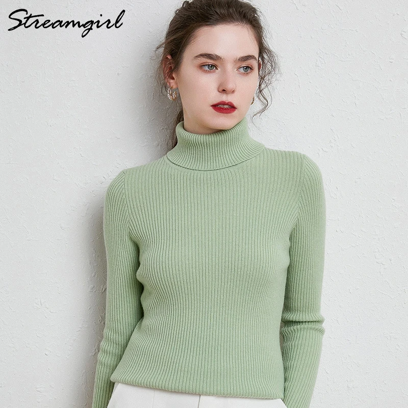 Women\'s Turtleneck Sweater Pullover Women Autumn Winter Pull Femme 2021 Winter Clothes Women Basic Warm Vintage Sweater White