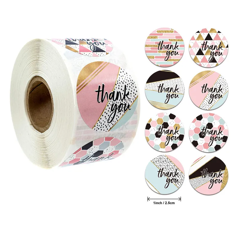 New Gift Sealing Stickers 50/500PCS Thank You Love Design Diary Scrapbooking Stickers Festival Birthday Gift Decorations Labels