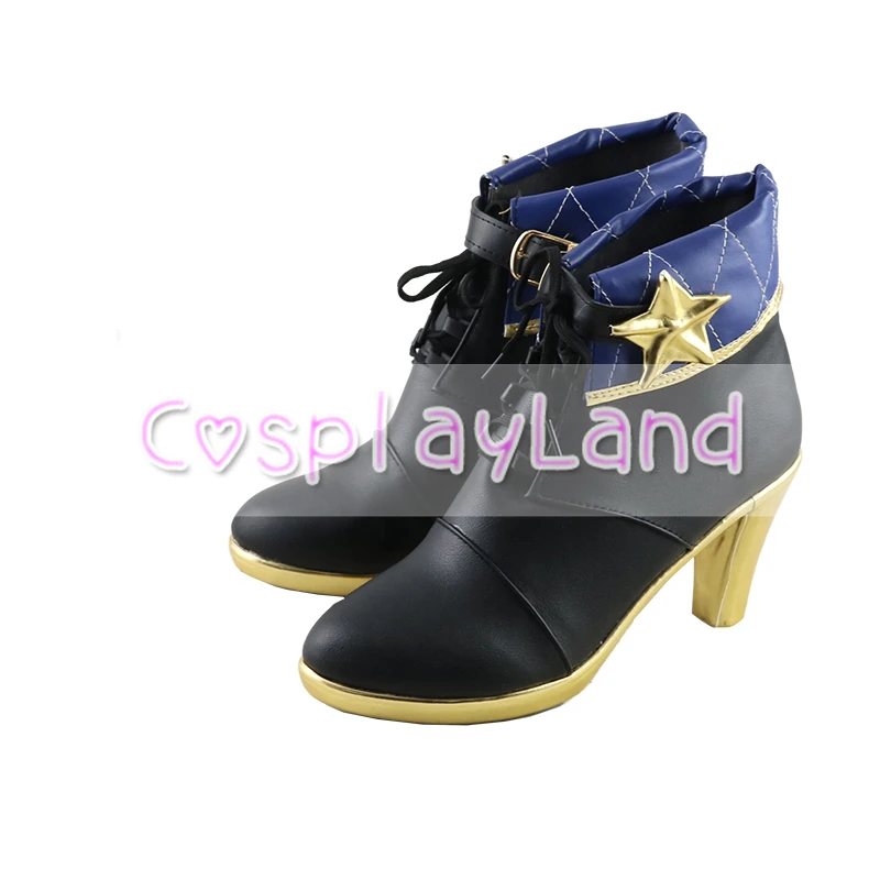 Vtuber-Bottes de Cosplay Hoshimachi Suisei pour Femme, Chaussures en Cuir, Accessoires de ixd'Halloween, à Talons Hauts