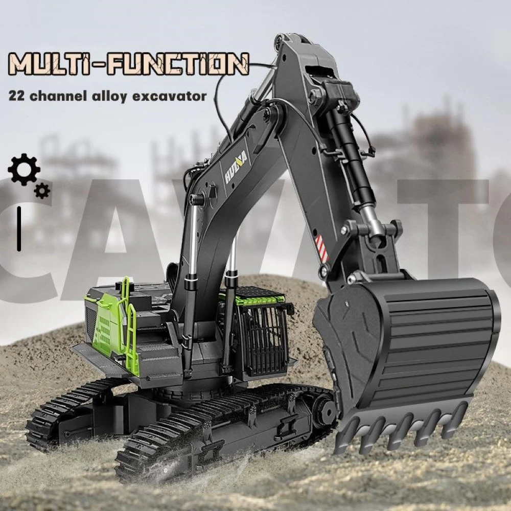 HUINA 593 1:14 RC Alloy Excavator 22CH Big RC Trucks Simulation Excavator Remote Control Track Engineering Vehicle Toy for Boy