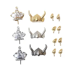 Copper plated real gold crown pendant ox crown small antennae DIY hand jewelry can stick pearl accessories materials