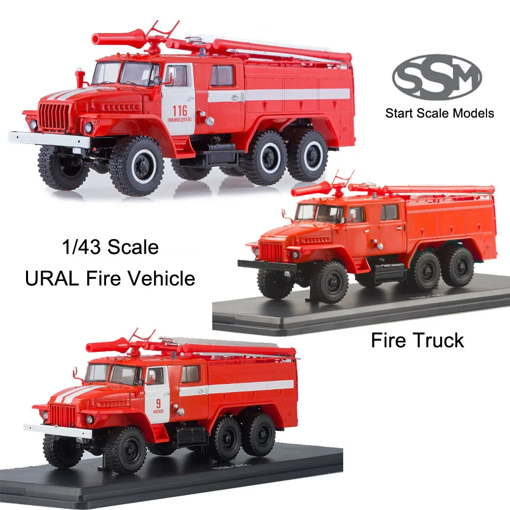 NEW Start Scale Models 1/43 Fire Engine AC-40 TS1A USSR Fire truck URAL 375N #9 SSM1230 Moscow Diecast matel