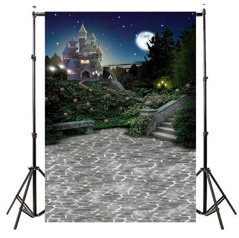 Full Moon Castle Background For Girl Birthday Photography Wedding Bridal Shower Photographic Backdrops For Photo Studio Shooting