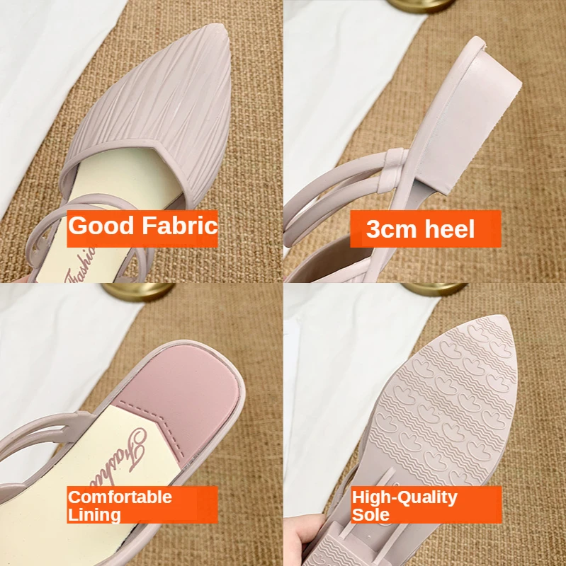 Pointed Toe Sandals Elegant Women Slippers Summer Fashion Outdoor Wedge Heels Sandals Women 2024 Waterproof Lady Fashion Shoes