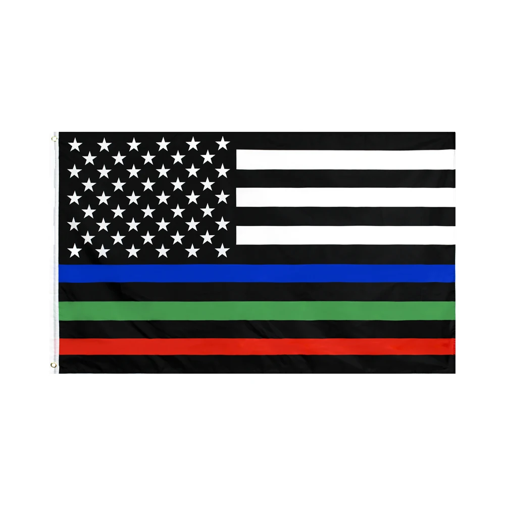 Yehoy hanging 90*150cm USA U.S. Thin blue red green Line American Flag for Decoration