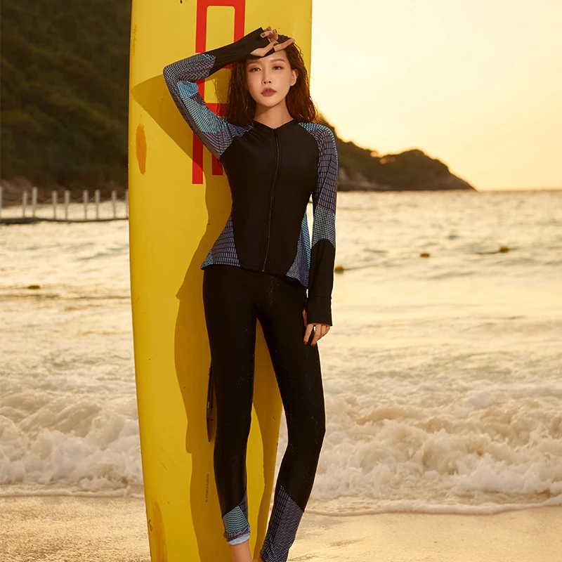 5pcs/set Women\'s Plus Size Long Sleeve Rash Guards Swim Tee & Leggings Bikini set Rashguard Sun UV Protection Swimsuit