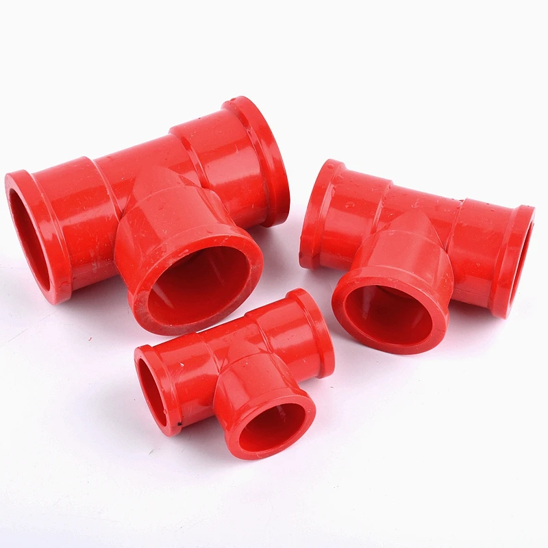 20~50mm UPVC Red Tee Connector 3-Way Garden Watering Irrigation System Water Pipe Joint Aquarium Fish Tank Tube Adapter DIY Tool