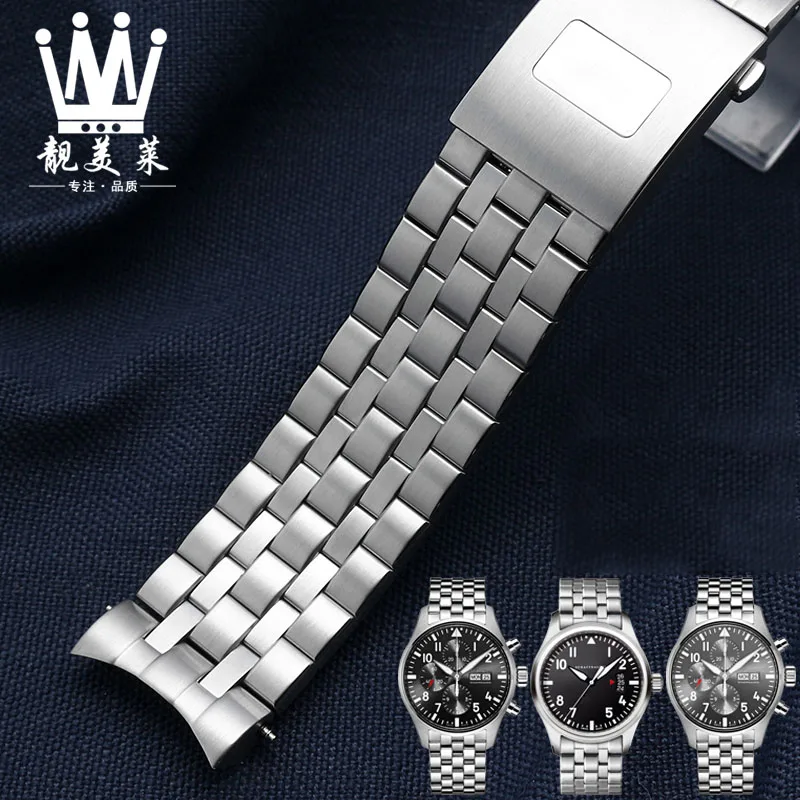 High quatily 316L solid stainless steel strap for IWC Pilot Mark 17 18 IW377717 IW3777179 IW377710 metal watchband  20 21mm men