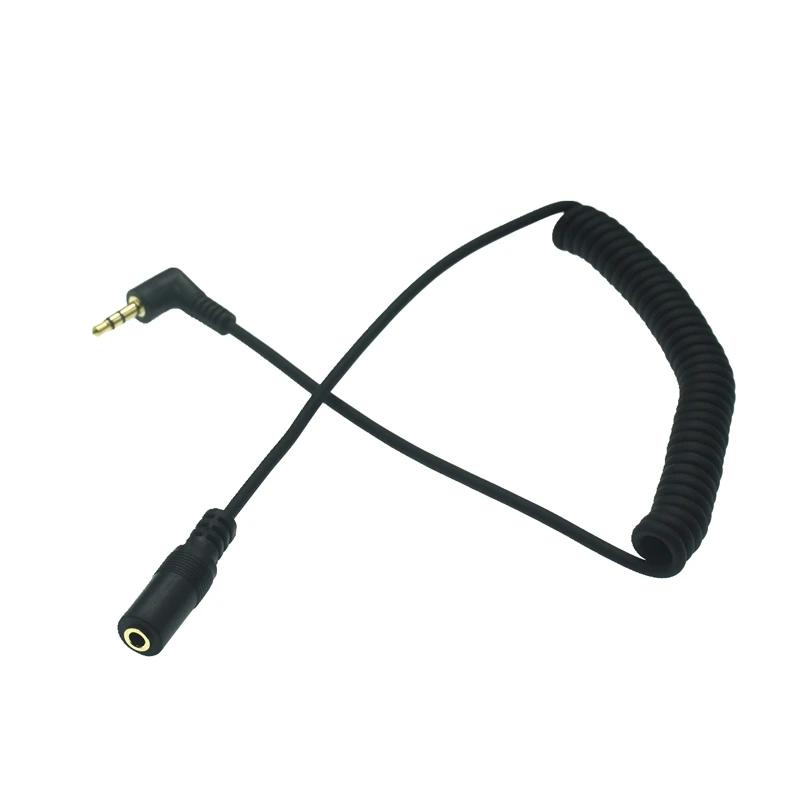 90 Degree 3.5mm 3/4 Pole Male TRS to TRRS 3.5/2.5mm 3/4 Pole Male/Female Headphone Stereo Audio AUX Spring Coiled Spiral Cable