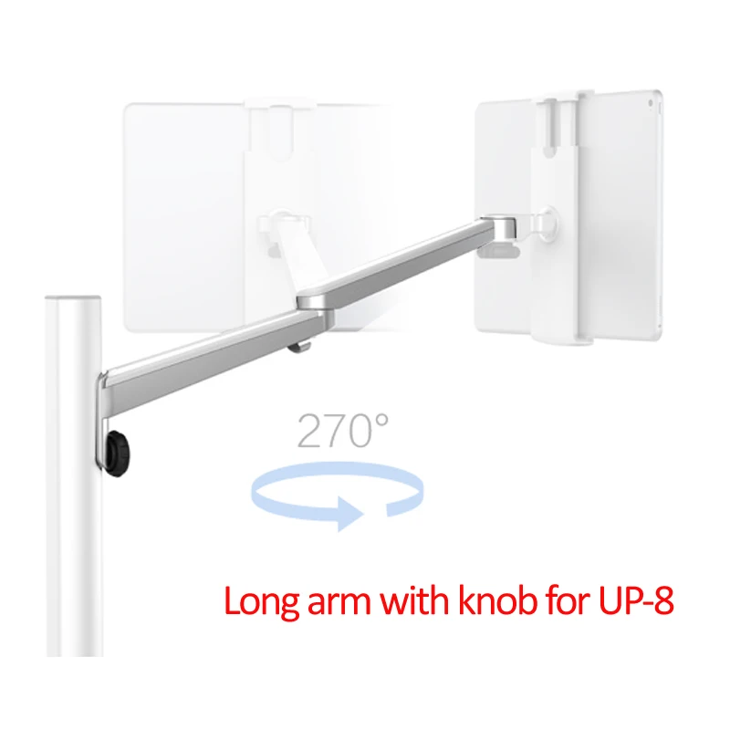 UP-8 DIY part long arm aluminum Floor accessory part silver black SWIVEL 360 full motion tilt
