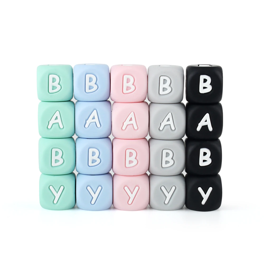 10pcs Silicone Letter English Beads 12mm BPA Free Alphabet Baby Teething Food Grade Baby Teething Toy Baby Name For Personalized