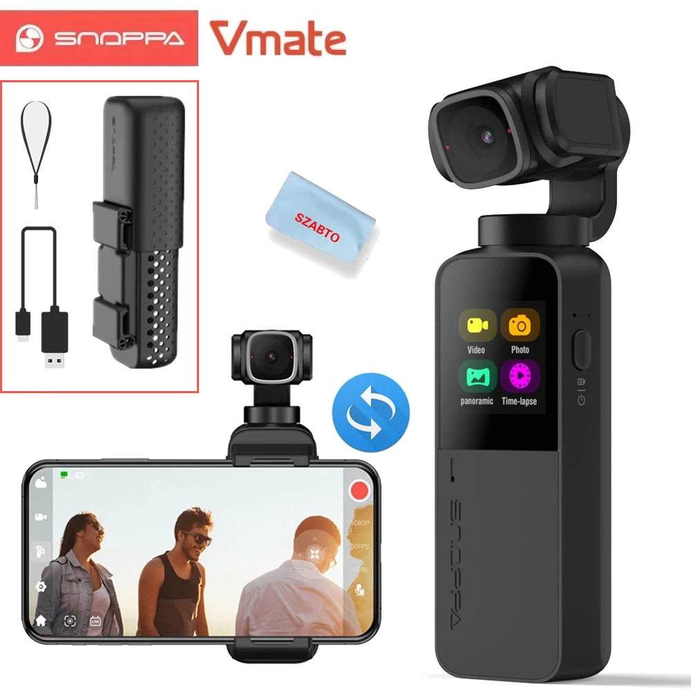سنوبا Vmate 3-محور استقرار Vlog جيب النخيل الحجم يده كاميرا ذات محورين جيب كاميرا ل Vlog فيديو يوتيوب كاميرا ذكية