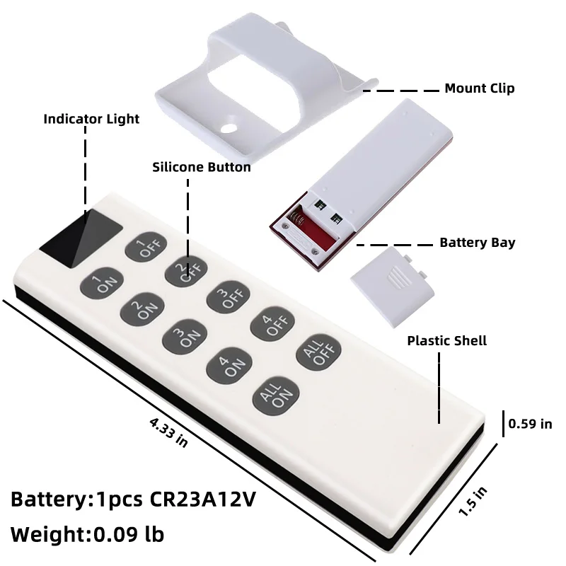 433 Mhz Universal Wireless Remote Control 1527 Learning Code Transmitter Gate Garage Door 10 Buttons Light Controller