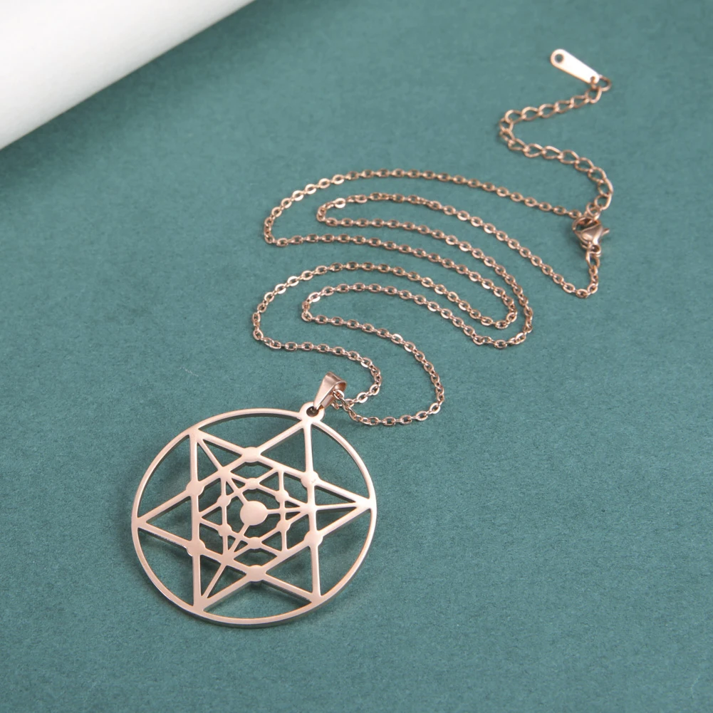 Dawapara Star Tetrahedron Pendant Merkabah Merkaba Necklace Sacred Geometry Protection Amulet Stainless Steel Jewelry