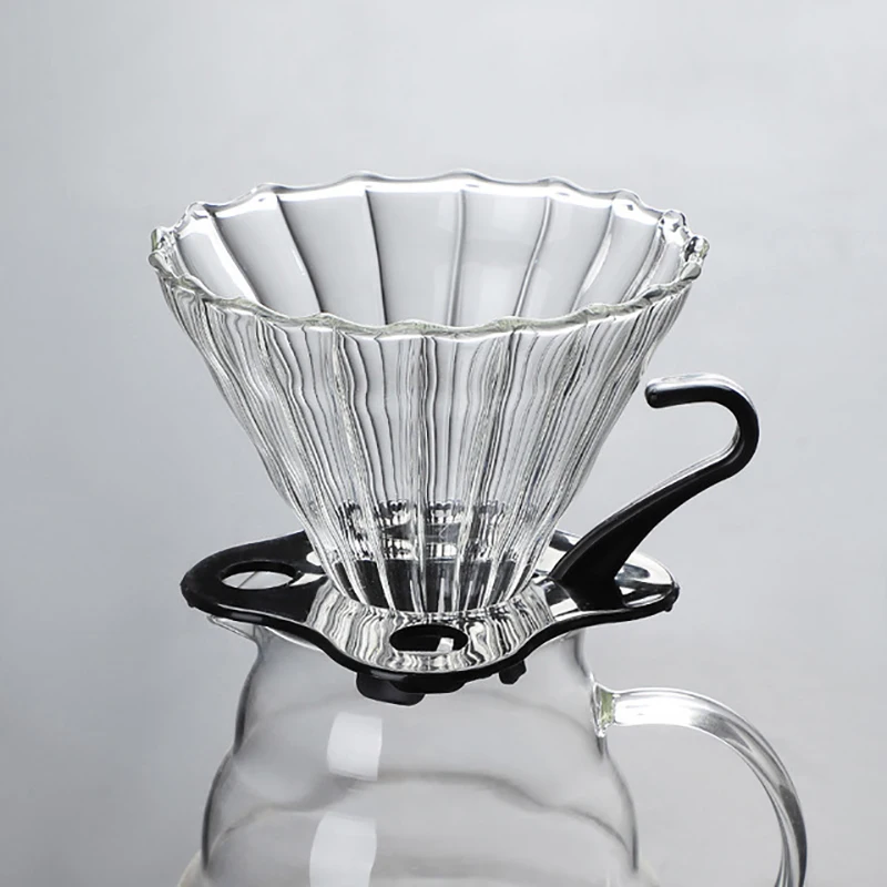 Glass Funnel Heat Resistant Borosilicate Glassware Triangular Funnel Coffee Dripper Transparent Reusable Pour Over Brewing Cup