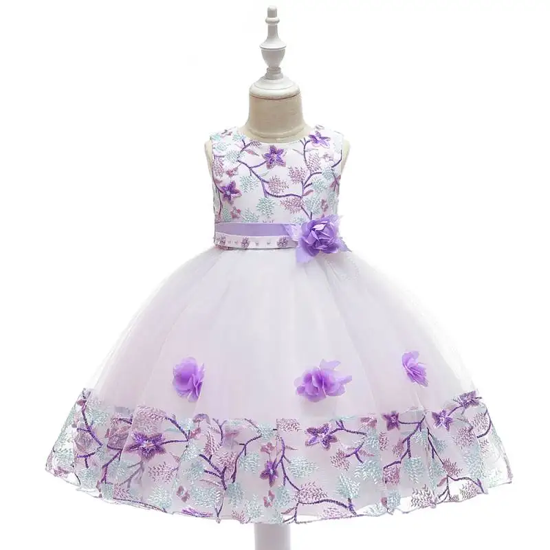 Summer Kids Girl Dress Embroidery Flower Girls Birthday Party Dresses Children Princess Prom Costums Formal Clothes 3 8 Years