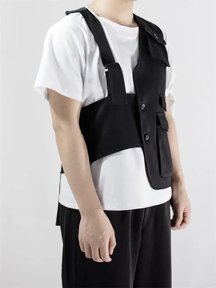 

Men's new spring clothing designer Korean slimming asymmetrical irregular vest men's personality performance suit