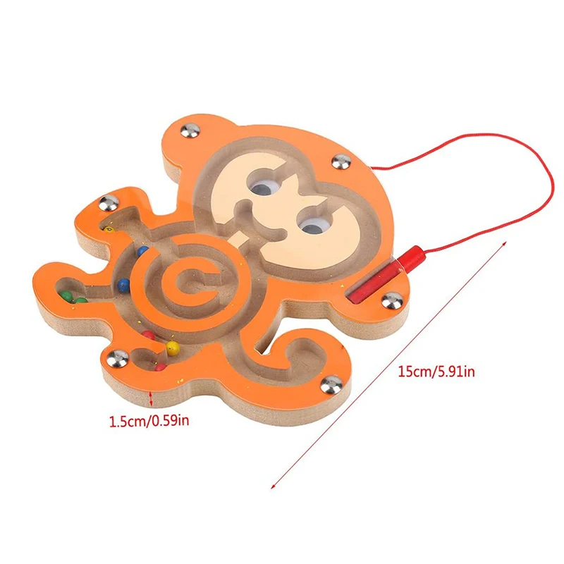 子供木製教育モンテッソーリおもちゃ磁気迷路手書きペンプッシュビーズ小動物迷路トラックのおもちゃ子供のため