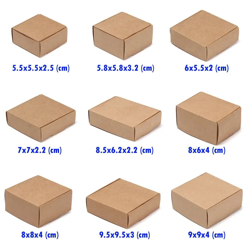 10pcs 9sizes Small Kraft Paper Box Brown Cardboard Handmade Soap Box White Craft Paper Gift Box Black Packaging Jewelry Box