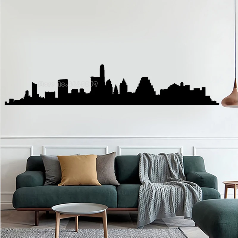 Austin Texas City Skyline Silhouette Decal Landmark Skyline Vinyl Wall Stickers Living Room Poster Home Decor Sticker LL2572