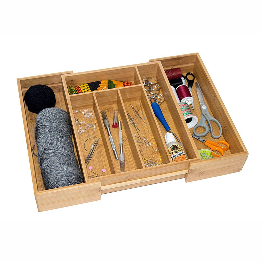 Multi-functional Bamboo Pastoral Kitchen Knife Box Kitchen Drawer Organizer Silverware Drawer Organizer