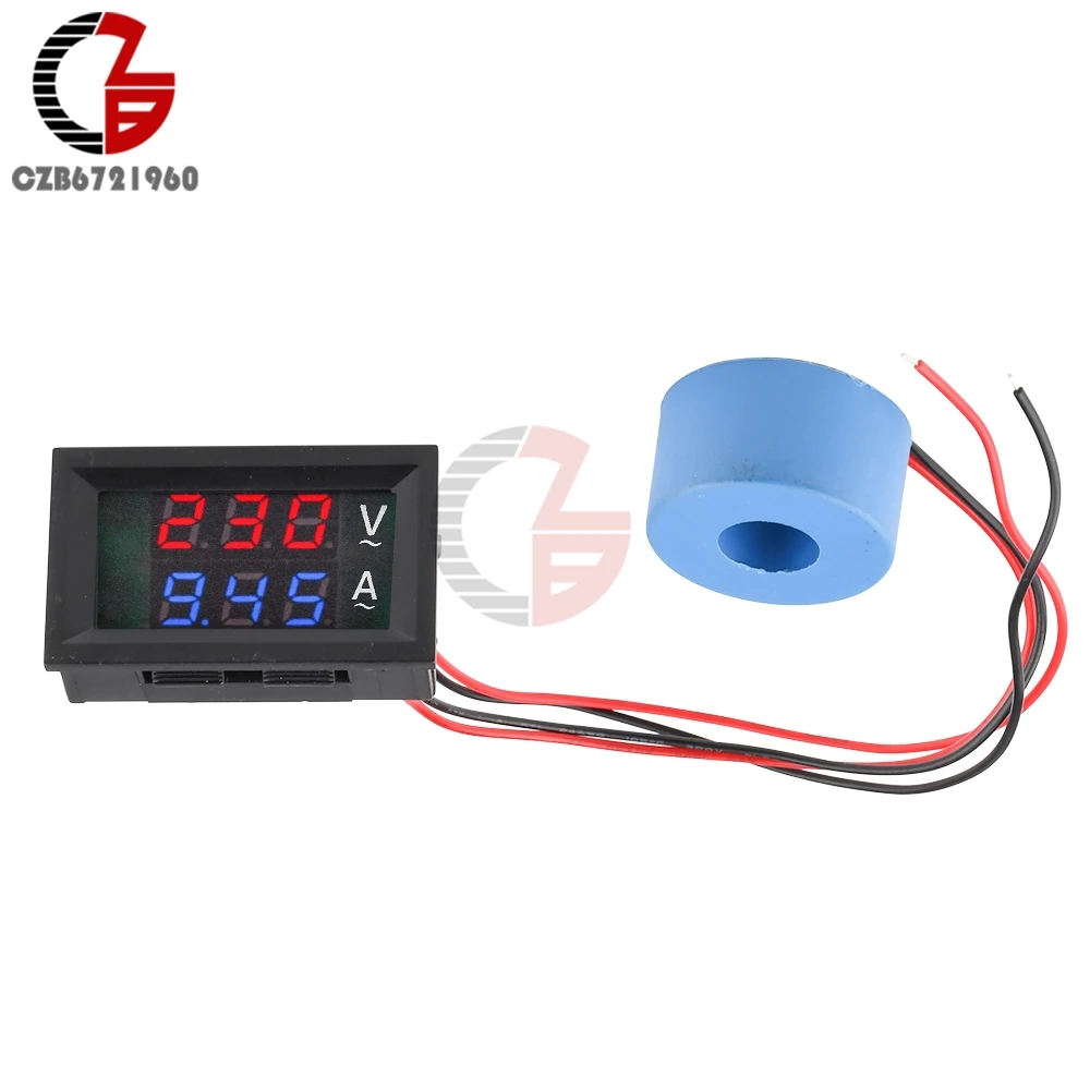 AC 50-500V 100A Voltage Current Meter Digital Voltmeter Ammeter 110V 220V Voltammeter Car Volt Amp Tester Detector +Transformer